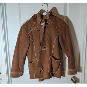 Girl Connection Brown Suede/Faux Fur Hooded Large